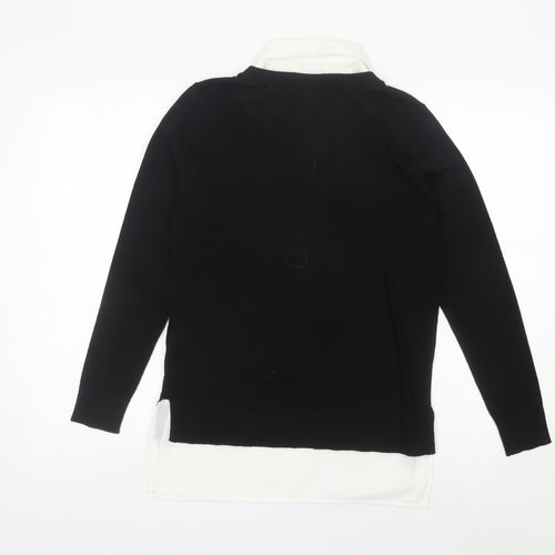 Linea Women’s Black Collared Pullover Jumper Small Merino Wool