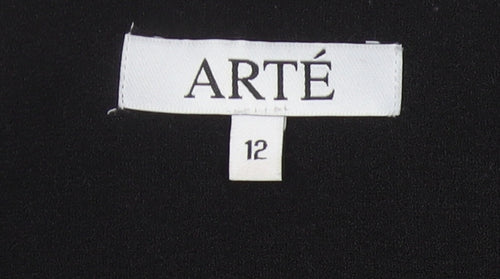 ARTÉ Womens Black Size 12 Mid-Length Open Jacket Blazer