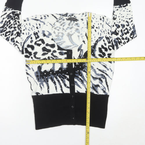 Just Elegance Women’s Black Animal Print Sequin Cardigan L