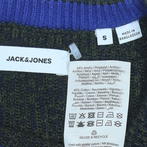 Jack & Jones Men’s Green Knit Pullover Jumper Size S Regular Fit