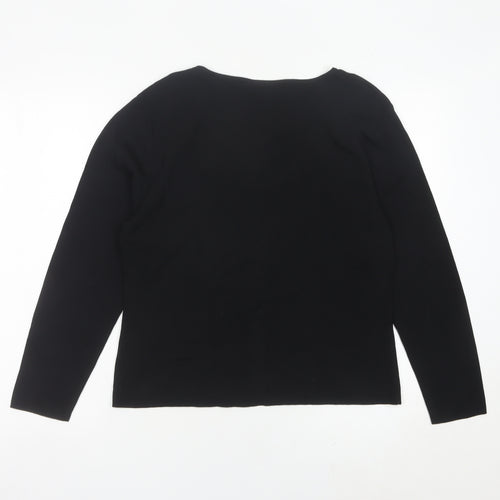 Roman Originals Women Black Medium Beaded V-Neck Pullover Jumper