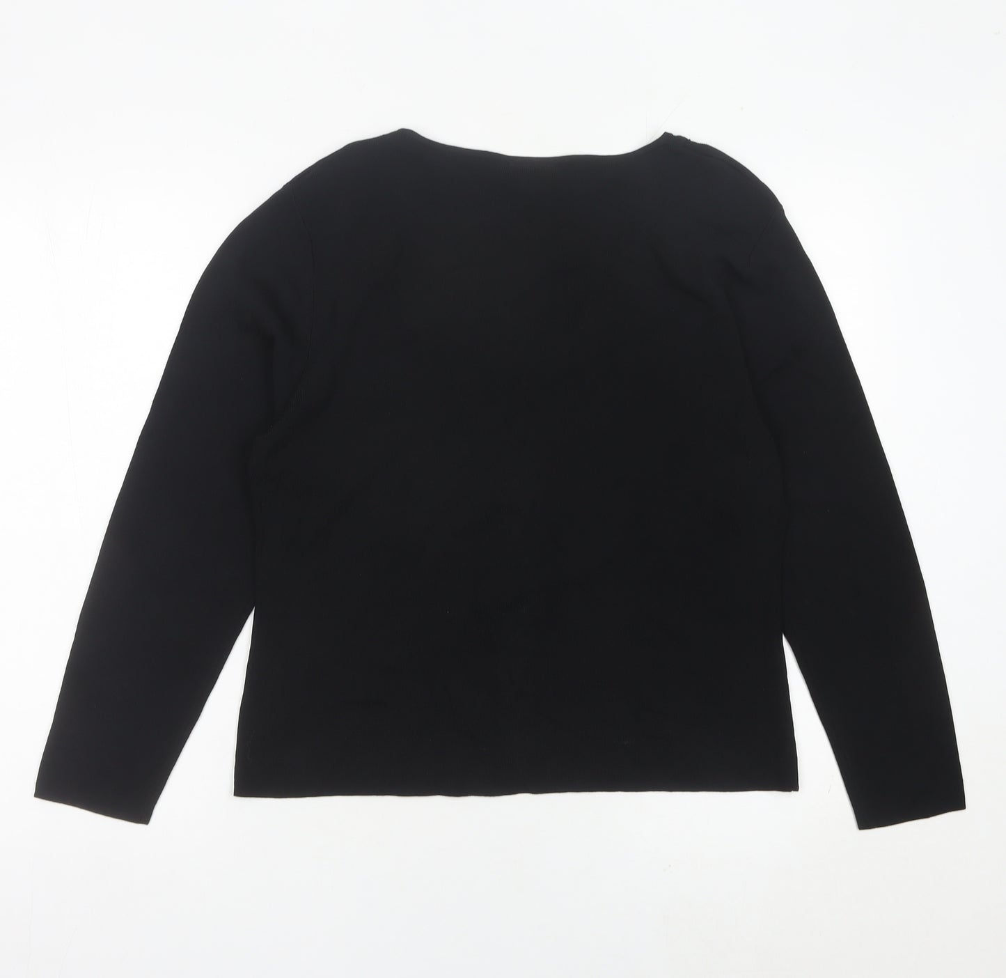 Roman Originals Women Black Medium Beaded V-Neck Pullover Jumper