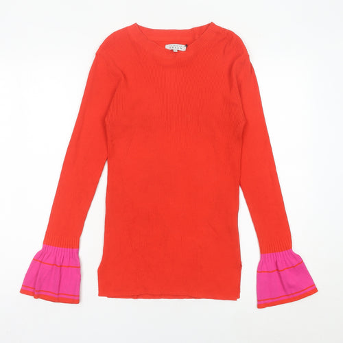 Debenhams Women Red Knit Pullover Jumper Size 12 Flared Sleeve