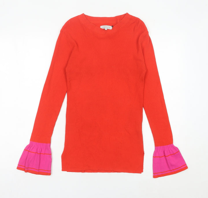 Debenhams Women Red Knit Pullover Jumper Size 12 Flared Sleeve