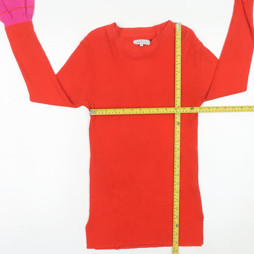 Debenhams Women Red Knit Pullover Jumper Size 12 Flared Sleeve