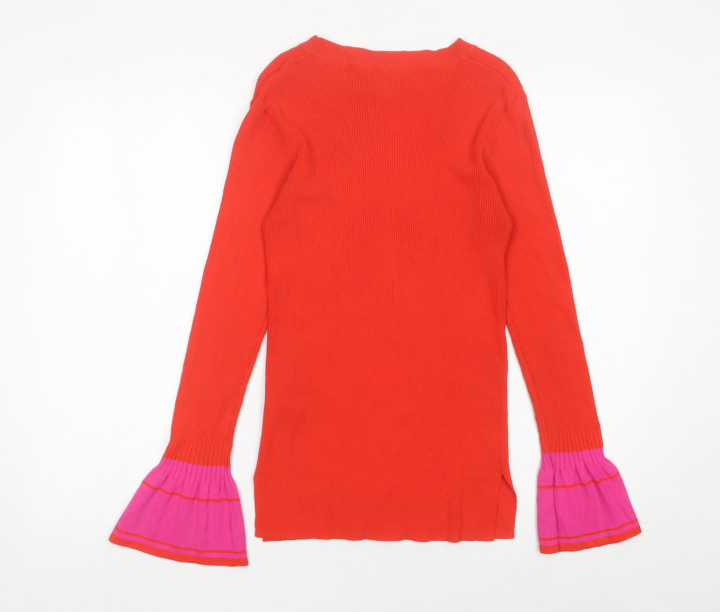 Debenhams Women Red Knit Pullover Jumper Size 12 Flared Sleeve