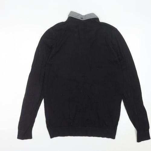 Next Men’s Black V-Neck Cotton Jumper Size S Regular Fit Workwear