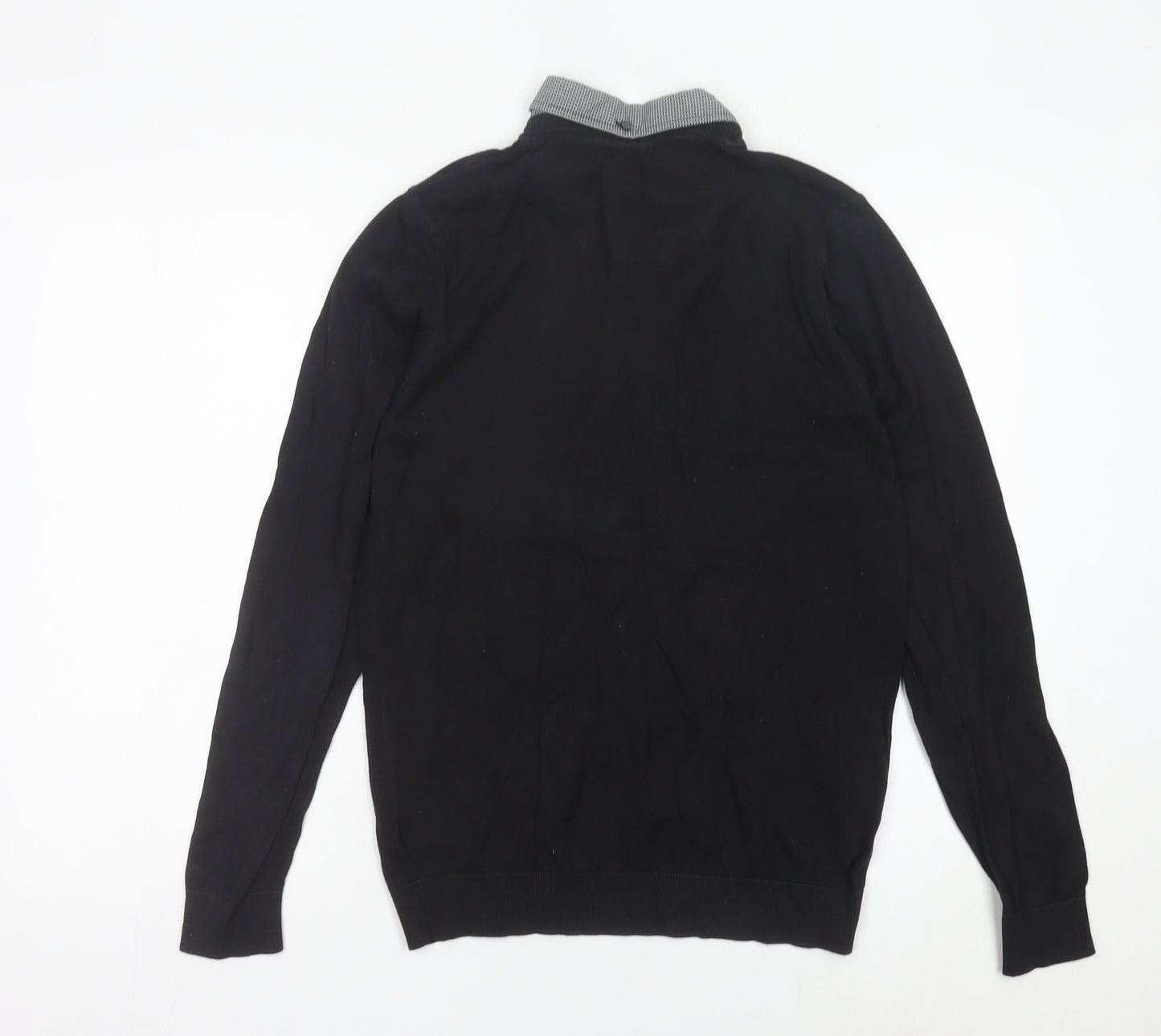 Next Men’s Black V-Neck Cotton Jumper Size S Regular Fit Workwear