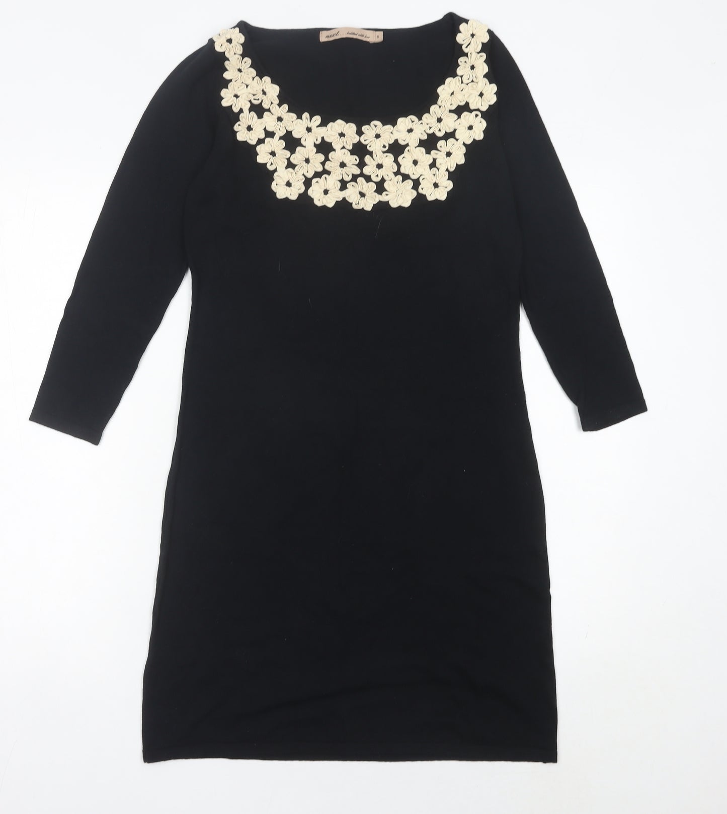 Next Women’s Black Cotton Scoop Neck Sheath Dress Size 8