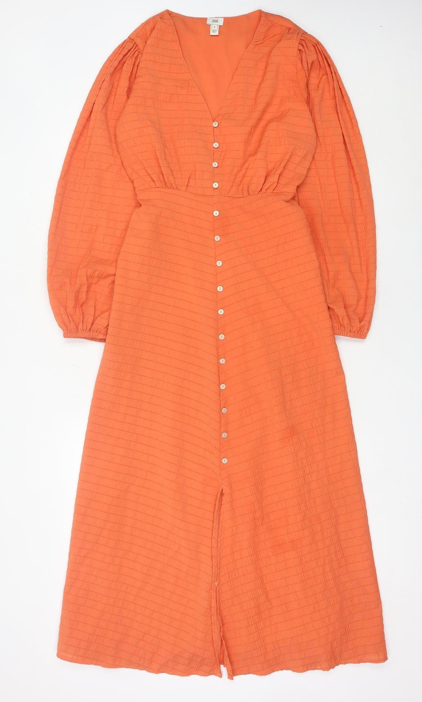 River Island Women’s Orange Midi Shirt Dress Size 6 Viscose