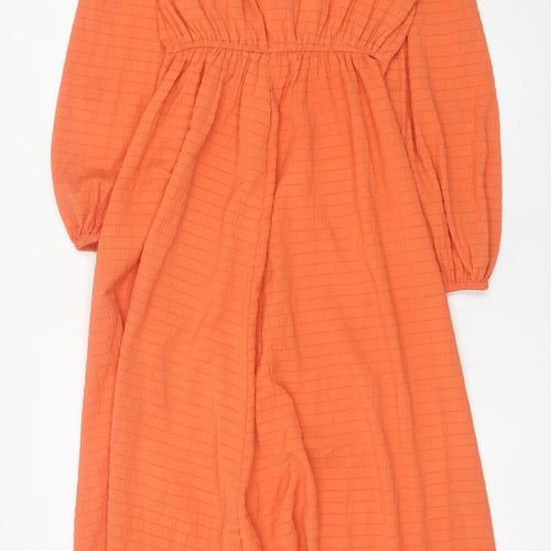 River Island Women’s Orange Midi Shirt Dress Size 6 Viscose