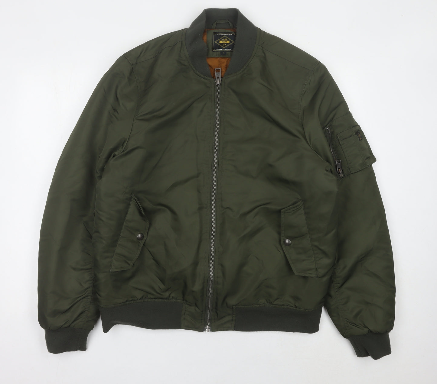 Next Men’s Green Bomber Jacket L 42-44" Nylon Padded Casual