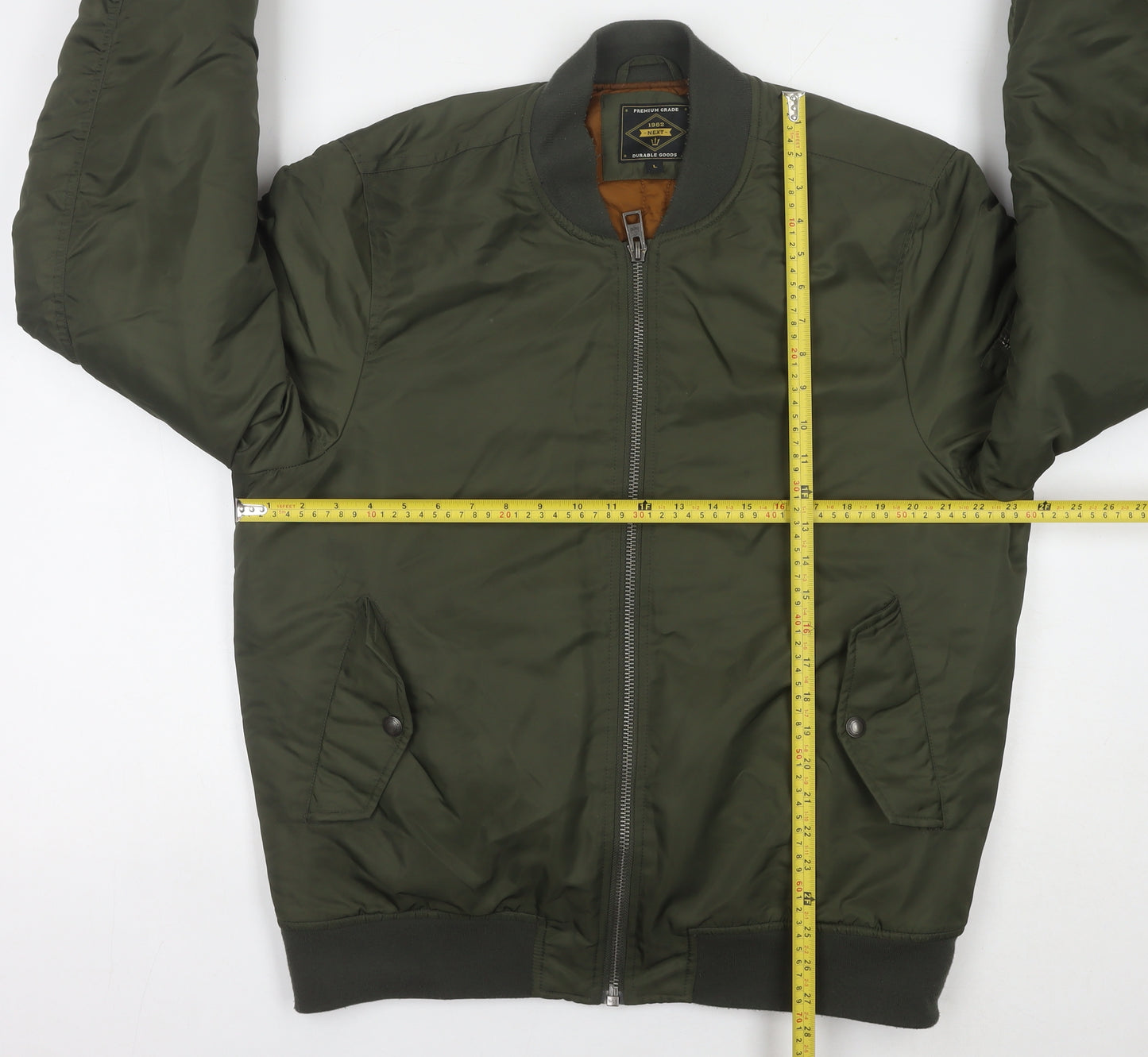 Next Men’s Green Bomber Jacket L 42-44" Nylon Padded Casual