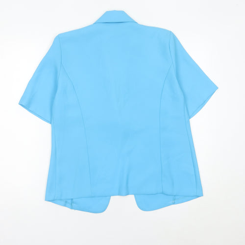 Saloos Women Blue Size 12 Short Sleeve One-Button Suit Jacket