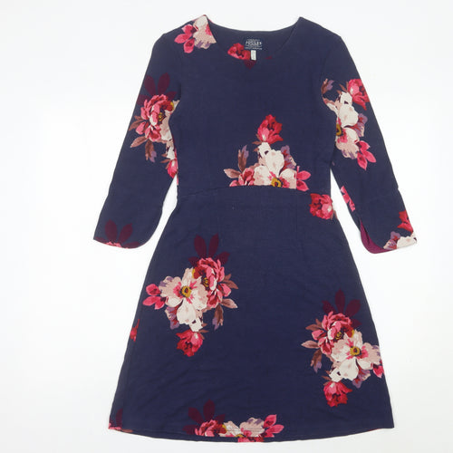 Joules Women’s Blue Floral A-Line Dress Size 8 Knee Length