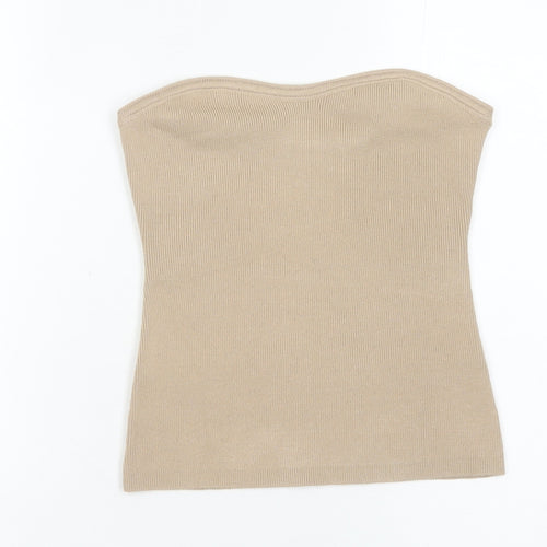 Next Women’s Beige Strapless Slim Fit Knit Tank Top S