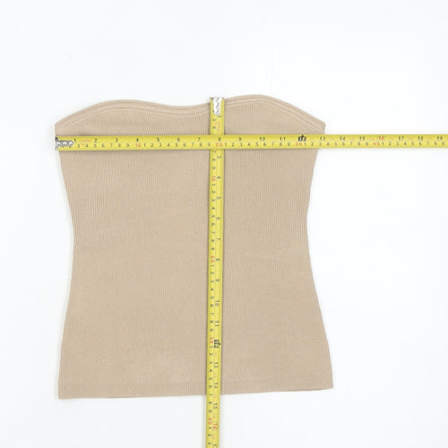 Next Women’s Beige Strapless Slim Fit Knit Tank Top S