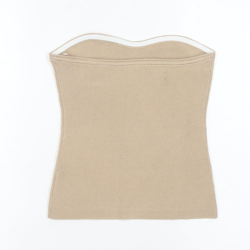 Next Women’s Beige Strapless Slim Fit Knit Tank Top S