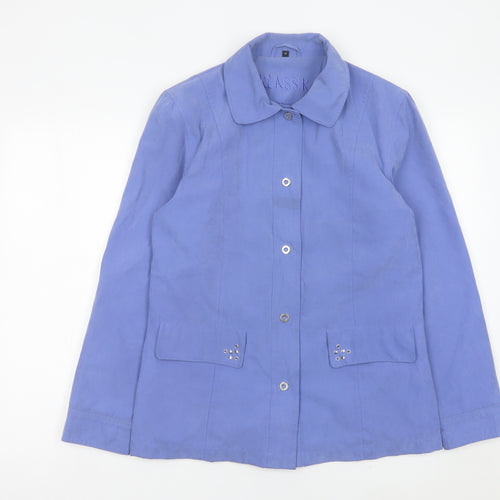 Klassik Womens Blue Jacket Size 10 Casual Collared Mid-Length
