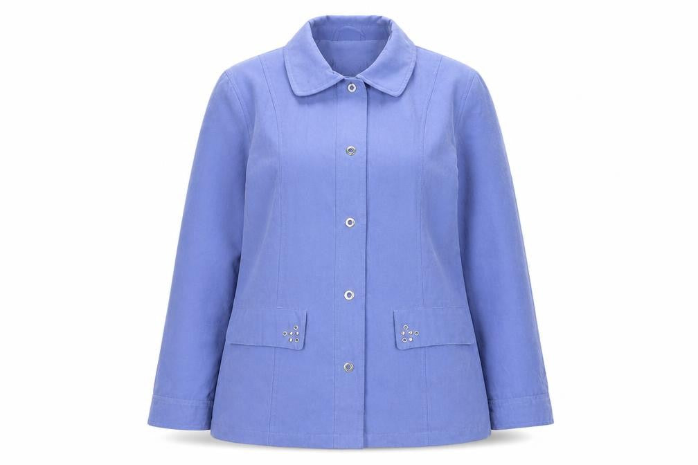 Klassik Womens Blue Jacket Size 10 Casual Collared Mid-Length