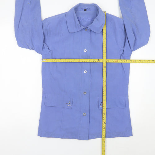 Klassik Womens Blue Jacket Size 10 Casual Collared Mid-Length