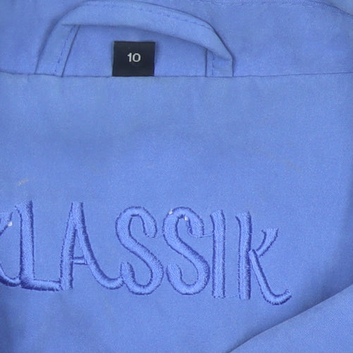 Klassik Womens Blue Jacket Size 10 Casual Collared Mid-Length