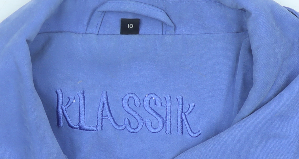 Klassik Womens Blue Jacket Size 10 Casual Collared Mid-Length