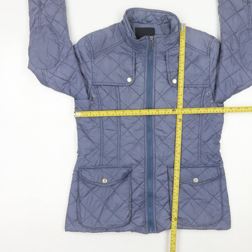 Feraud Womens Blue Quilted Mid-Length Jacket Size 14
