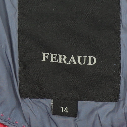 Feraud Womens Blue Quilted Mid-Length Jacket Size 14