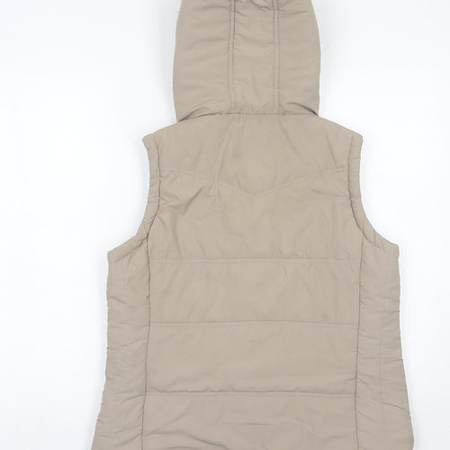 Betty Kay London Women’s Beige Hooded Waistcoat Size 12 Fur Trim