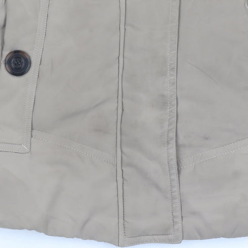 Betty Kay London Women’s Beige Hooded Waistcoat Size 12 Fur Trim