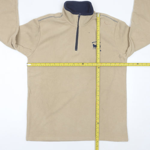 Atlas For Men Beige Fleece 1/4 Zip Pullover Sweatshirt Mens M