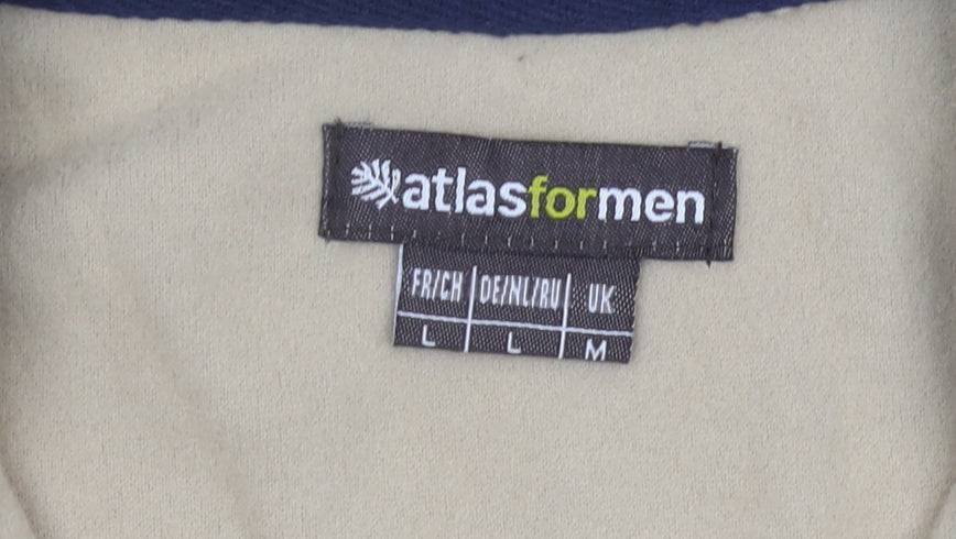 Atlas For Men Beige Fleece 1/4 Zip Pullover Sweatshirt Mens M