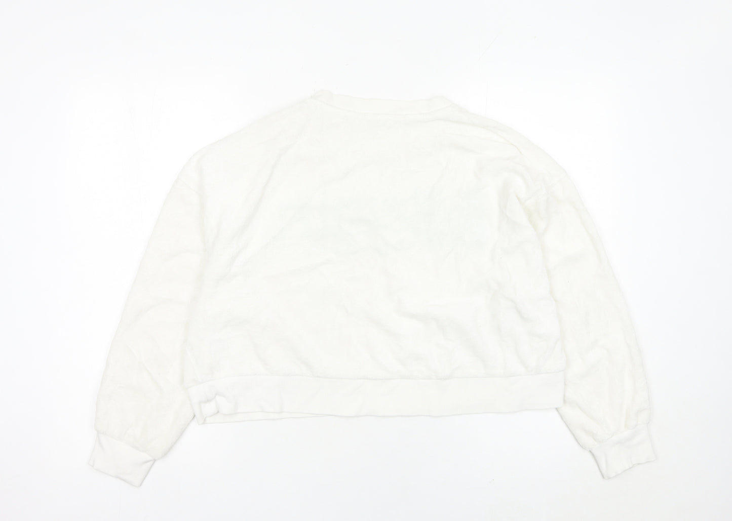 Zara Womens White Miami FL Sweatshirt Medium Cotton Blend