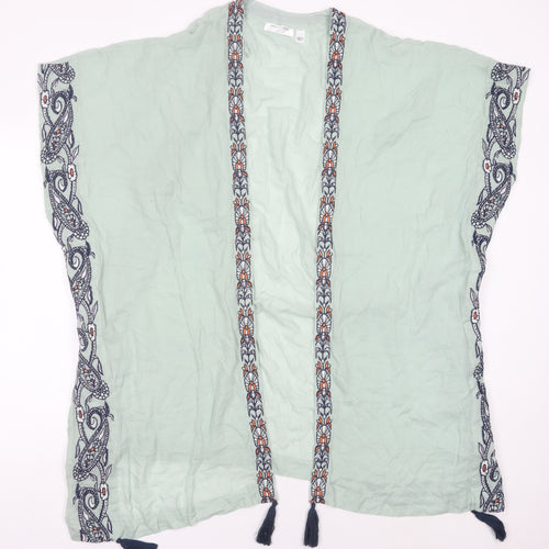 Accessorize Women’s Green Cotton Kimono Blouse UK 12 Boho Tassel