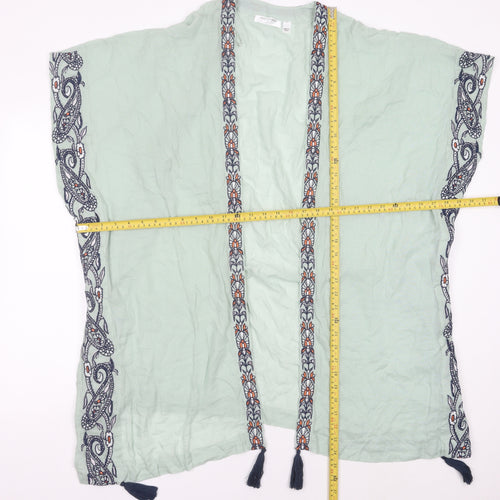 Accessorize Women’s Green Cotton Kimono Blouse UK 12 Boho Tassel