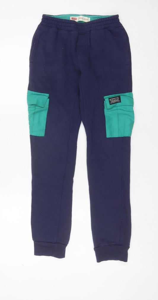 Levi's Boys Blue Green Cargo Jogger Trousers Size 12 Years Cotton Blend