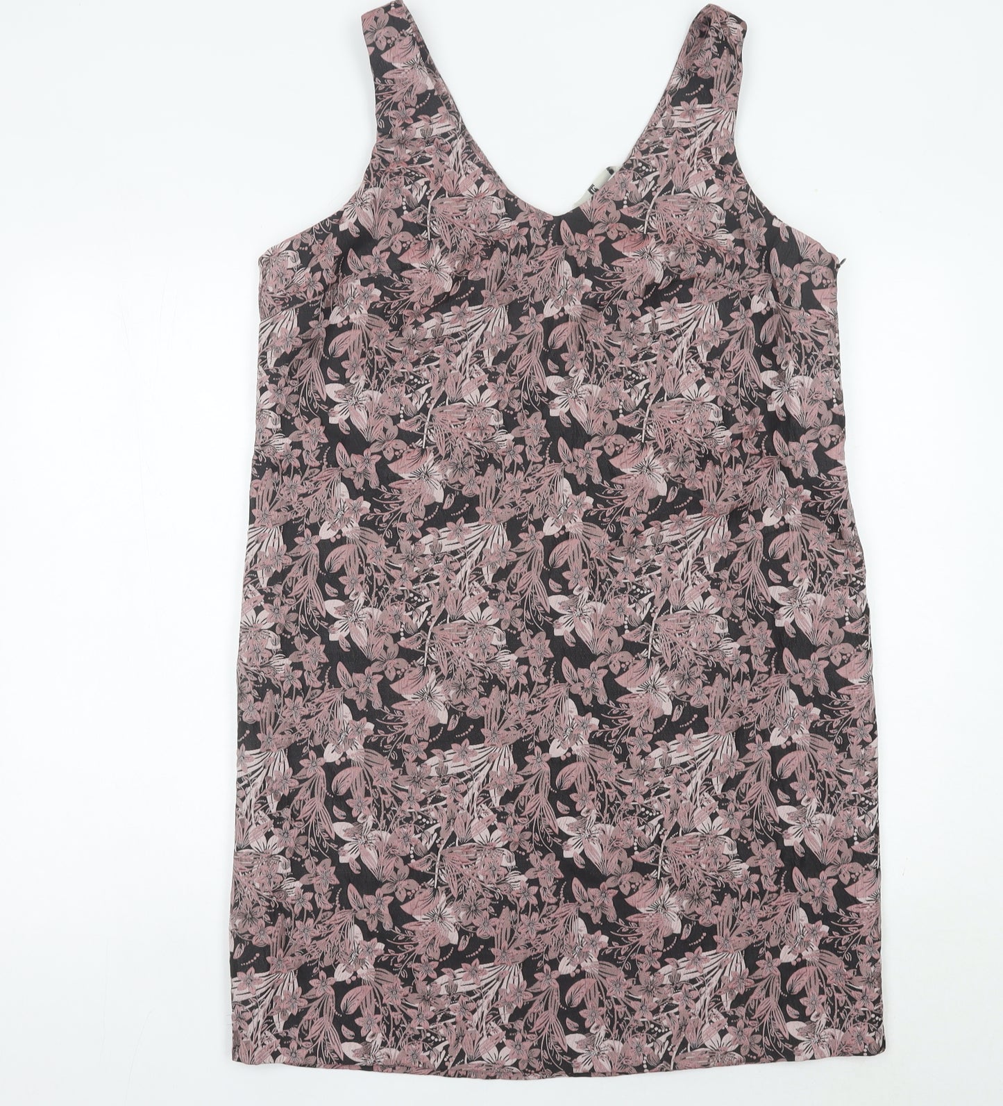 Tu Women’s Pink Floral Shift Dress Size 14 Sleeveless V-Neck