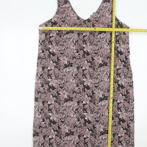 Tu Women’s Pink Floral Shift Dress Size 14 Sleeveless V-Neck
