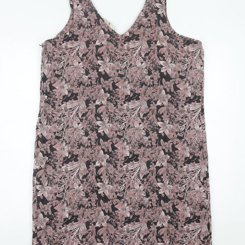 Tu Women’s Pink Floral Shift Dress Size 14 Sleeveless V-Neck