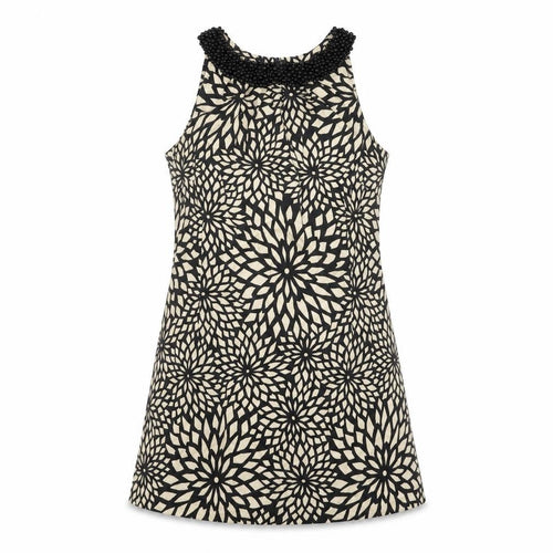 Principles Women’s Black Beige Floral Shift Dress Size 14 Beaded