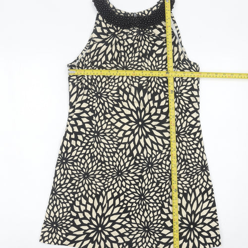Principles Women’s Black Beige Floral Shift Dress Size 14 Beaded