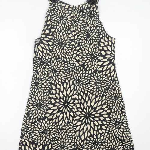 Principles Women’s Black Beige Floral Shift Dress Size 14 Beaded