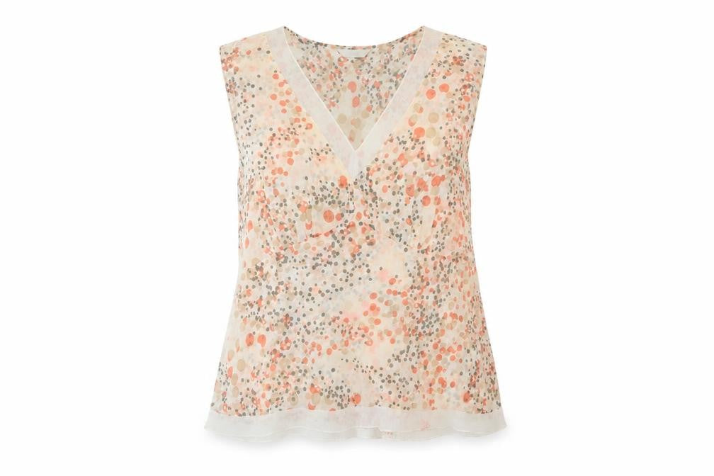 Front view of Marks & Spencer women’s multicoloured sleeveless viscose blouse uk16