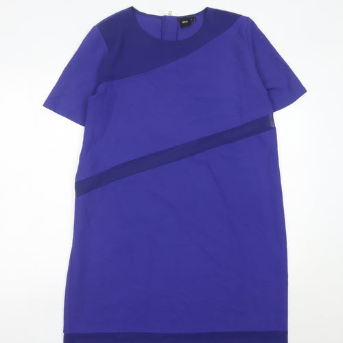 ASOS Women’s Blue Colourblock Shift Dress Size 16 Short Sleeve Workwear