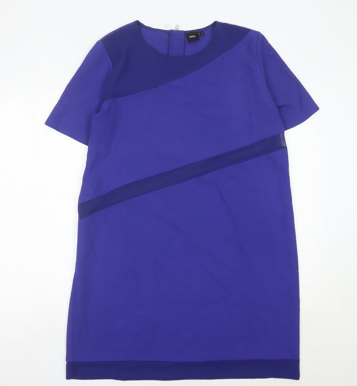 ASOS Women’s Blue Colourblock Shift Dress Size 16 Short Sleeve Workwear