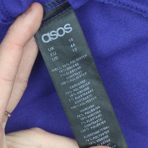 ASOS Women’s Blue Colourblock Shift Dress Size 16 Short Sleeve Workwear
