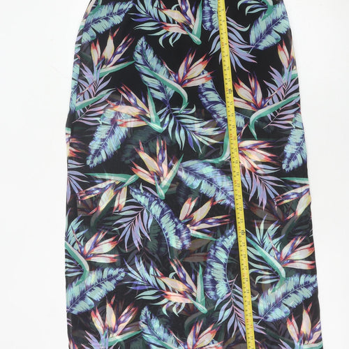 H&M Women’s Multicoloured Tropical Floral Midi Skirt Size 8