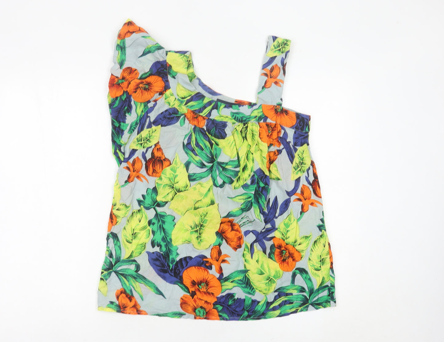 French Connection Women’s Multicoloured Floral One Shoulder Cotton Blouse Size 8