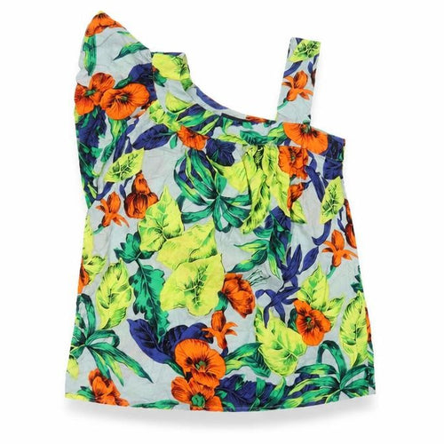 French Connection Women’s Multicoloured Floral One Shoulder Cotton Blouse Size 8